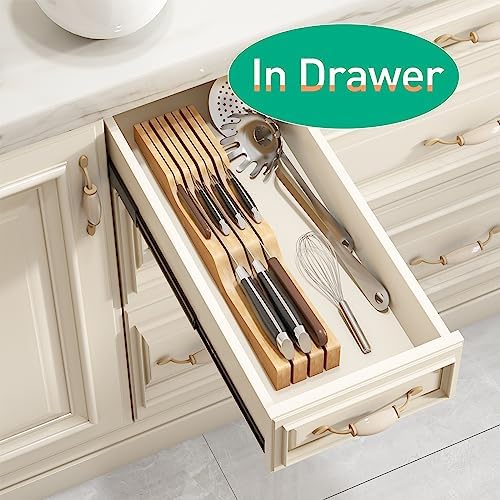 Knife Block for 7 Knives Bamboo Organizer