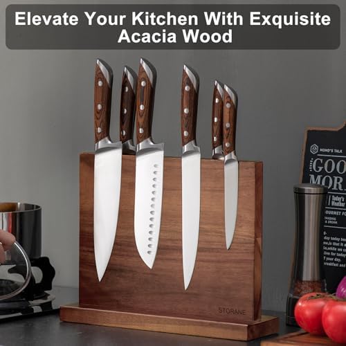 Storane Magnetic Knife Block - Acacia Wood Double Sided Holder