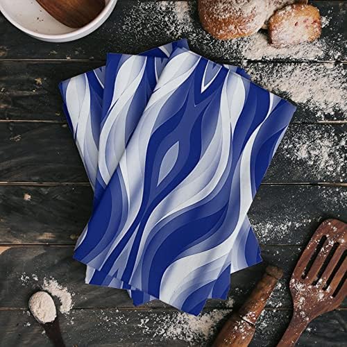 ZOE GARDEN Abstract Navy Blue Kitchen Towels Quick Dry Cleaning Cloth Modern Stripes