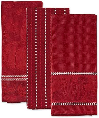 DII Fall Harvest Redwood Dishtowel Set 18x28 3 Piece
