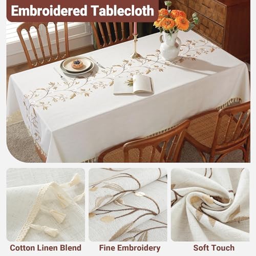 Laolitou waterproof cotton linen tablecloth for dining