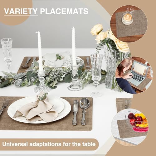 NCUE Faux Leather Place Mats Set of 6 Heat Resistant