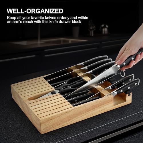 N NOBLE FAMILY 16Pcs Knife Set with Block and Sharpener