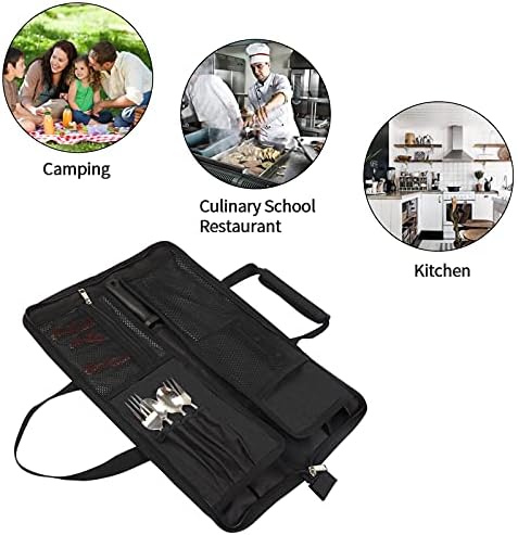 Premium Chefs Knife Roll Bag 13 Slots Zippered Closure