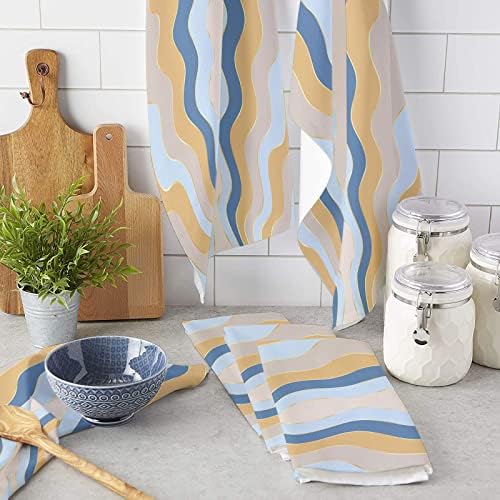 ZOE GARDEN Abstract Kitchen Towels 4-PC Geometric Stripes Quick-Dry Microfiber Dishcloth