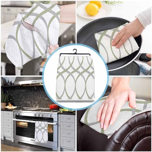 Sage Green Stripes Kitchen Towels