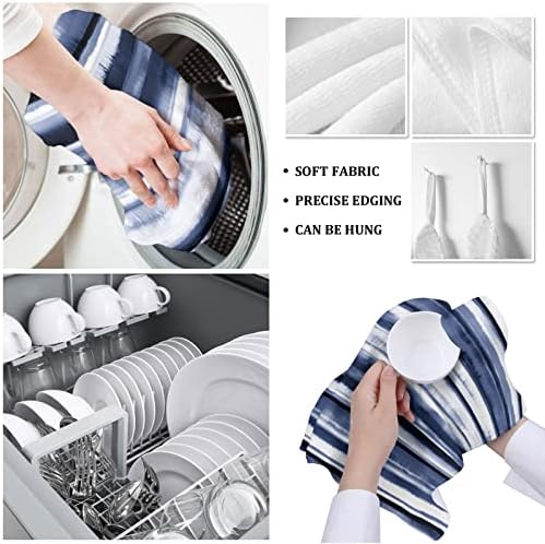 ZOE GARDEN Watercolor Blue Stripe Kitchen Towels Set