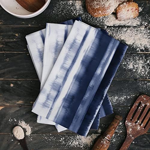 ZOE GARDEN Watercolor Blue Stripe Kitchen Towels Set