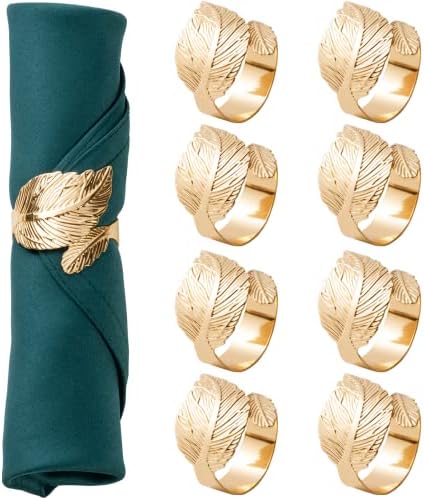 Sturdy 8-Piece Gold Napkin Rings Durable Elegant for Dining