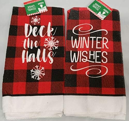 Christmas Winter Home 2 Different Printed Microfiber Towels Deck the Halls