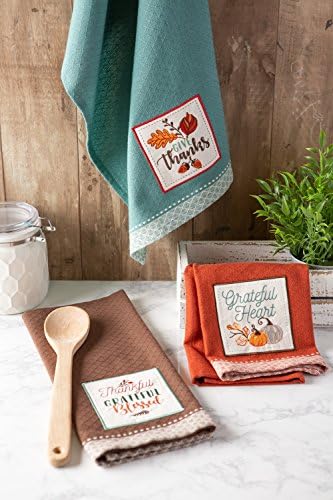 Grateful Thanksgiving Fall Kitchen Towels 18x28 Set