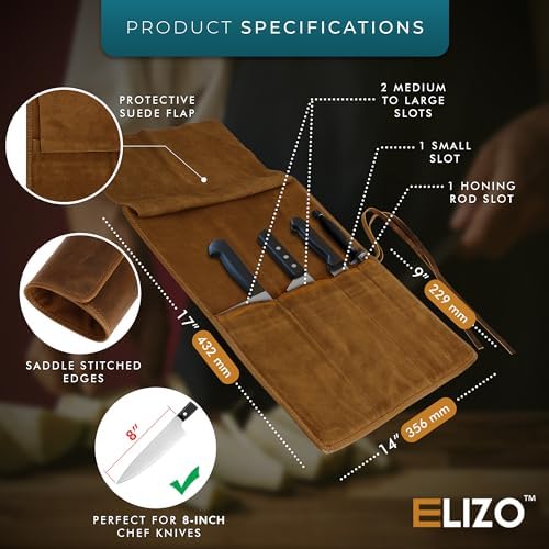 ELIZO Handcrafted Leather Knife Roll Bag