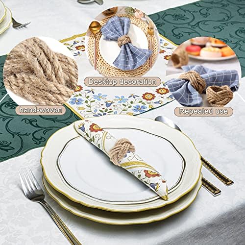 Premium burlap napkin rings set of 6