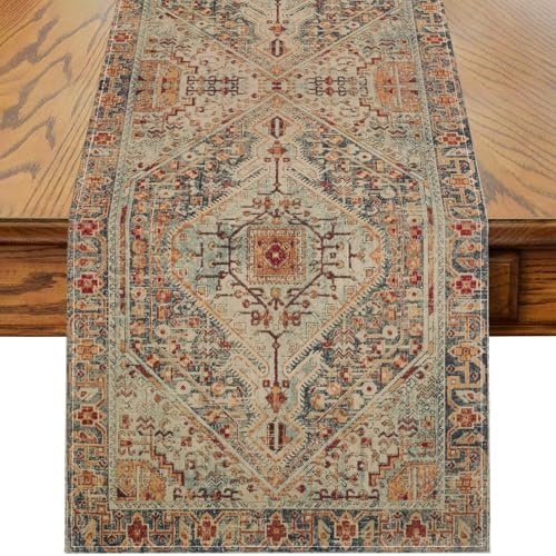 Dusty Blue Table Runner Vintage Farmhouse Style