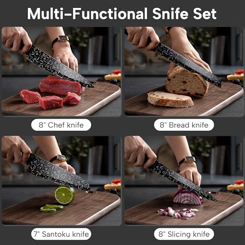 Astercook 15-Piece Knife Set with Built-in Sharpener
