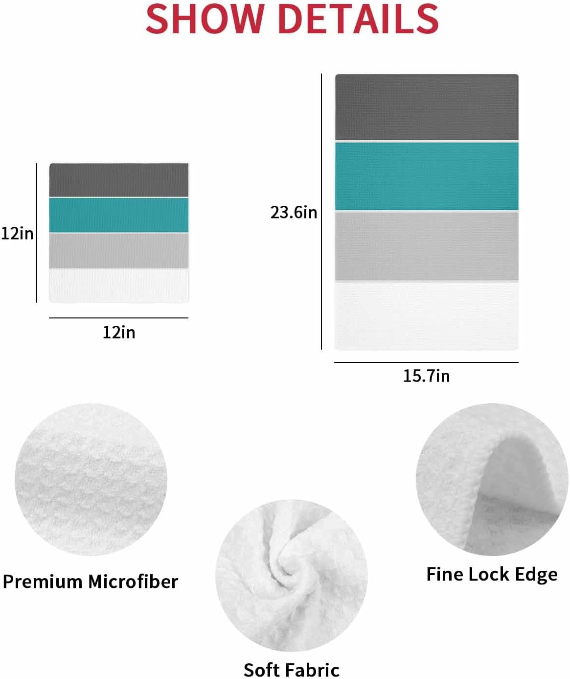 Falaniique Turquoise Black Waffle Hand Towels