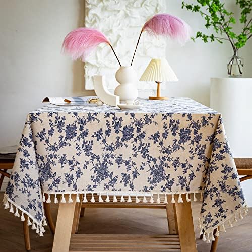 French Rose Tassel Tablecloth 55x102 inches Coordinate Your Kitchen Dining Kennedy Collection