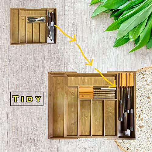 LIJEPNA Bamboo Knives Block Organizer - Holds 10 Knives