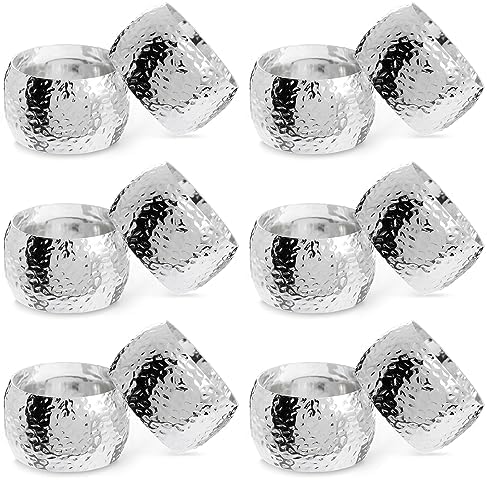 12-Piece Silver Napkin Rings for Weddings Parties