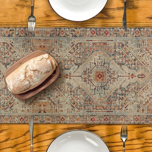 Dusty Blue Table Runner Vintage Farmhouse Style