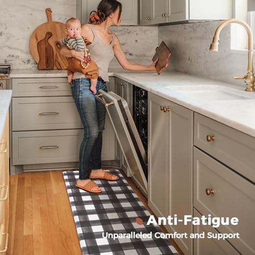FRESHMINT Modern Farmhouse Plaid Kitchen Mats Set
