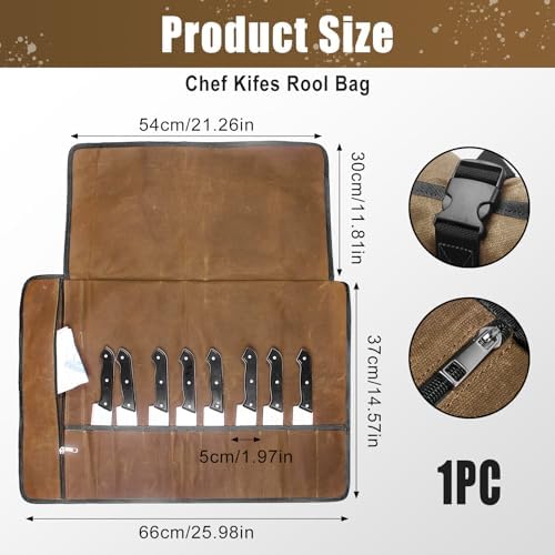 QEES Waxed Canvas Chef Knife Bag