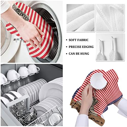 Patriotic Independence Stripes Kitchen Towels 18x28 2 Pack