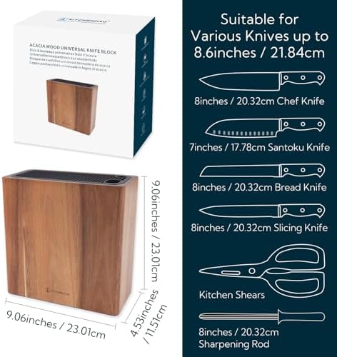 Kitchendao XL Acacia Wood Knife Block Holder