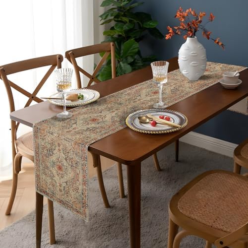 Dusty Blue Table Runner Vintage Farmhouse Style