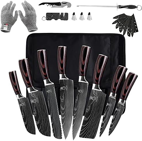 FULLHI 14pcs Japanese Knife Set with Safety Accessories