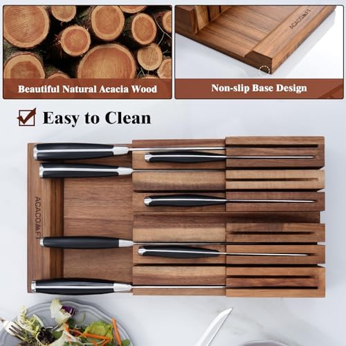 Acacomft Acacia Wood Kitchen Knife Block