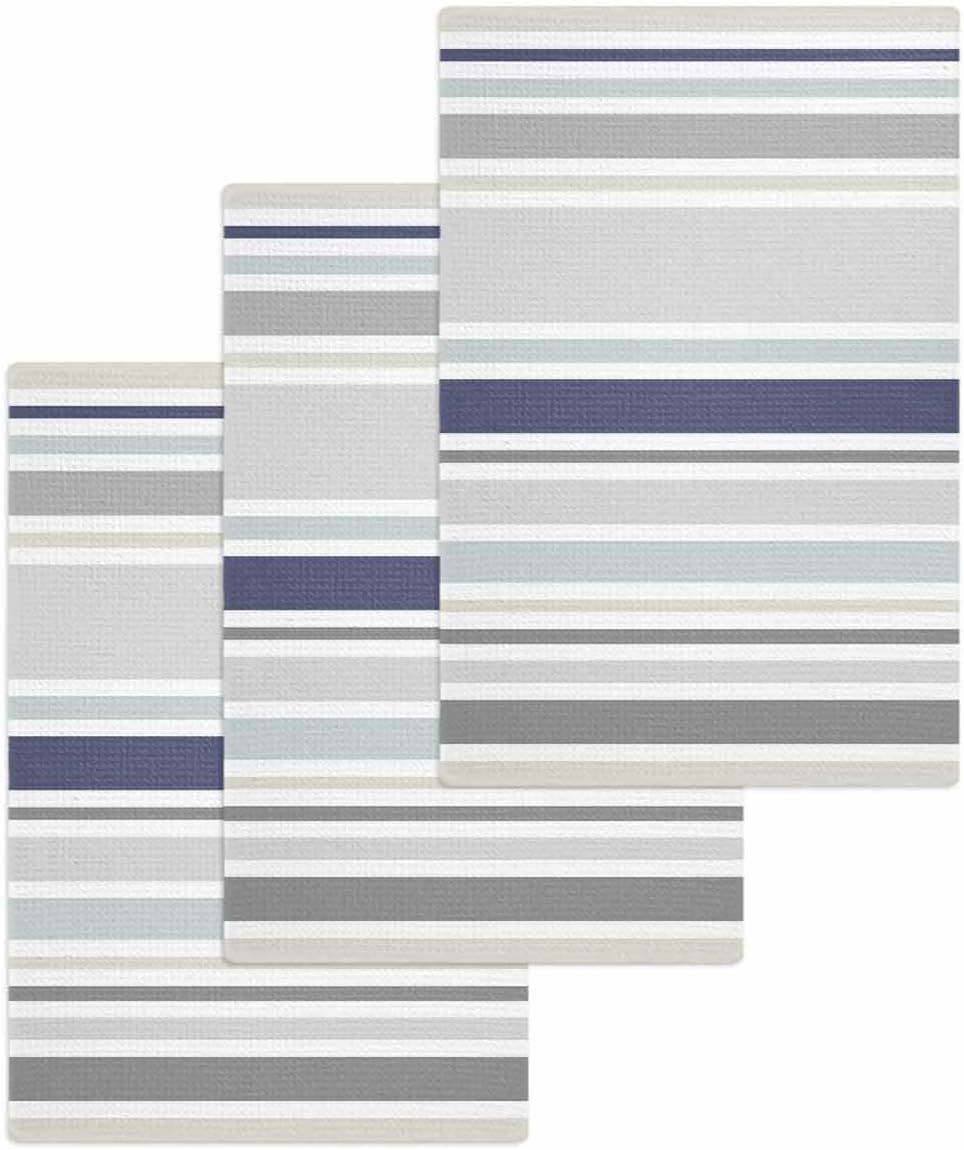 Stripes Waffle Kitchen Hand Towels Set - Quick Dry Soft and Versatile