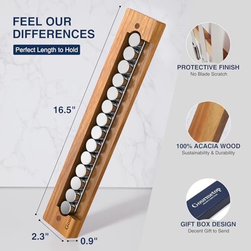 Strong Magnetic Knife Holder for Walls Gourmetop - Durable Easy to Install