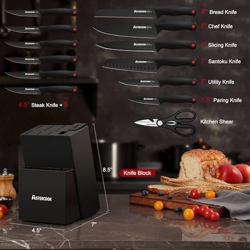 15-Piece German Stainless Steel Knife Set with Built-In Sharpener Lifetime Warranty