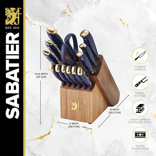 Sabatier 14-Piece Forged knives set with Acacia block