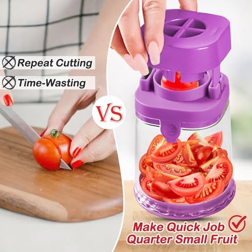 Stainless Steel Small Fruit Vegetable Cutter with Detachable Blade for Kids Purple