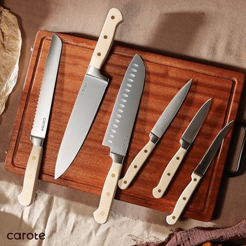 CAROTE 11PCS Knife Set with Block for Kitchen