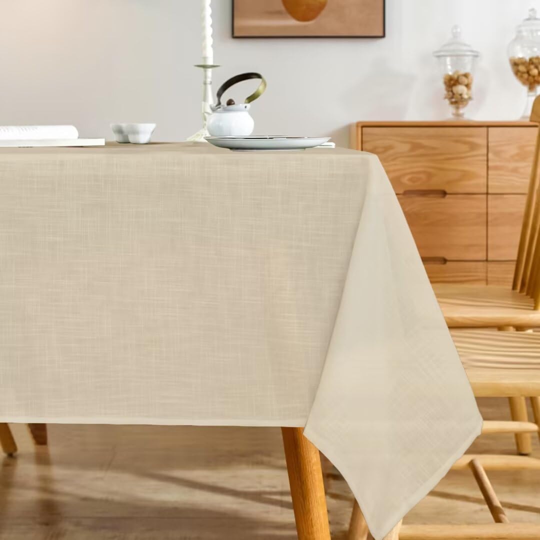 Karseteli Natural Linen Tablecloth 60x120 Inch Khaki 1