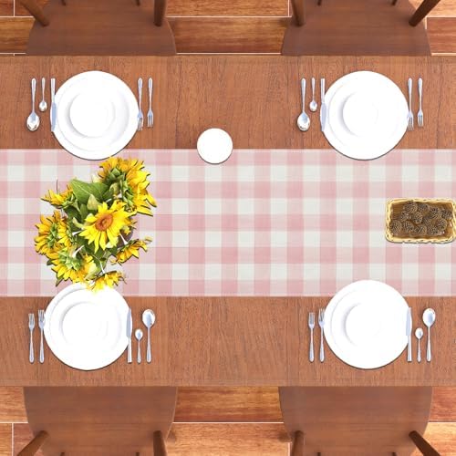 Gingham Tablecloth for Kitchen - Soft and Durable Heat Resistant 13x90