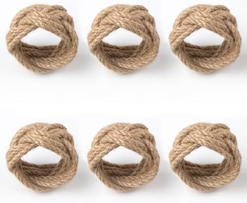 Premium burlap napkin rings set of 6