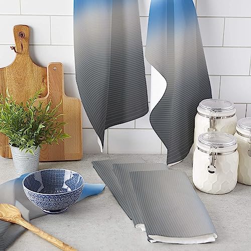 ZOE GARDEN Blue Grey Geometric Kitchen Towels 2-Piece Set