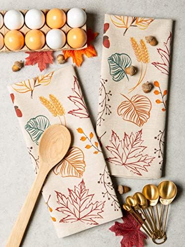 Durable Autumn Leaves Kitchen Towels Set 18x28