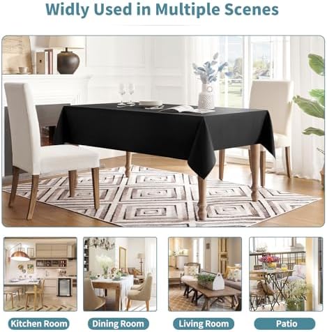 Veblandy waterproof tablecloth 60x84 inch black spill-proof