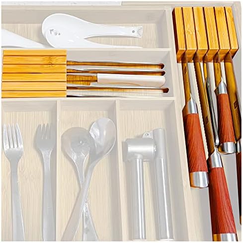 LIJEPNA Bamboo Knives Block Organizer - Holds 10 Knives
