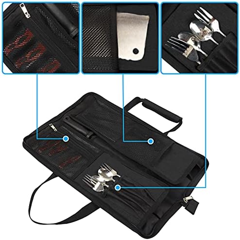 Premium Chefs Knife Roll Bag 13 Slots Zippered Closure