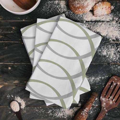 Sage Green Stripes Kitchen Towels
