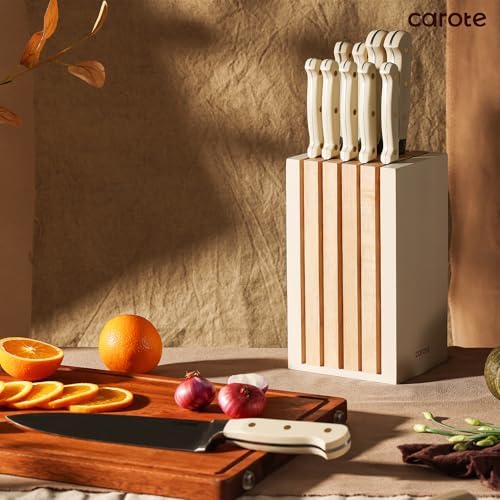 CAROTE 11PCS Knife Set with Block for Kitchen