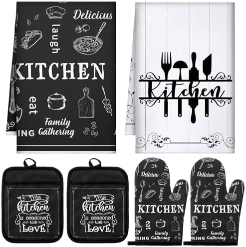 Leinuosen 6 Piece Farmhouse Oven Mitt Set
