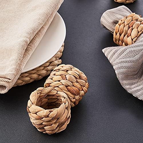 Handmade Rustic Water Hyacinth Napkin Rings Set of 12