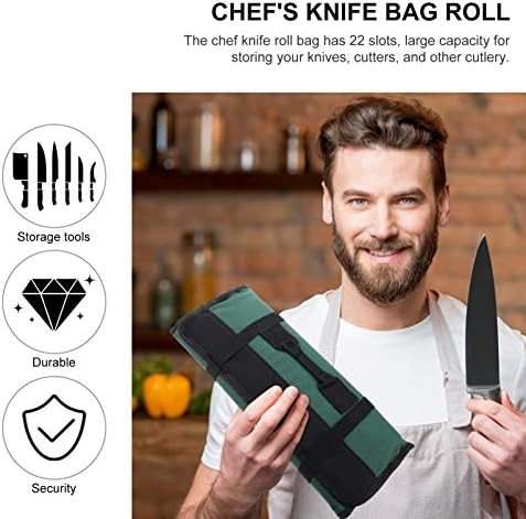 22-Piece Chef Knife Roll Bag with Carry Handle